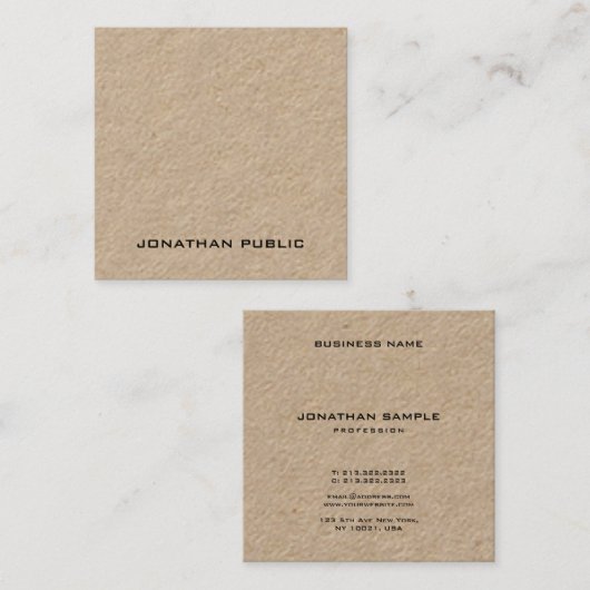優れたクラフト紙のモダンな最小主義のパーソナライズ スクエア名刺 (正面/裏面)