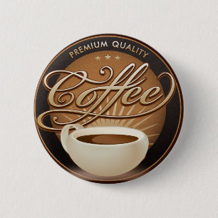 優れたコーヒーおよびコーヒーカップ 缶バッジ