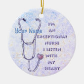 優れたハートカスタムナースオーナメント セラミックオーナメント (正面)