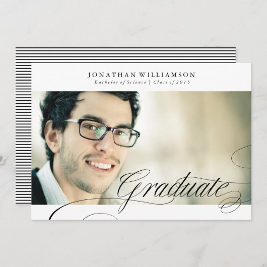 優れたフォーマル脚本エレガントの卒業生 案内状 (正面/裏面)