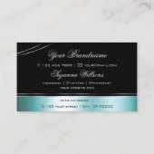 優れたブラックティール(緑がかった色)曲線デコールラインきらめく 名刺 (裏面)