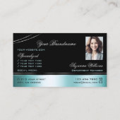 優れたブラックティール(緑がかった色)曲線デコールラインロゴ写真 名刺 (裏面)