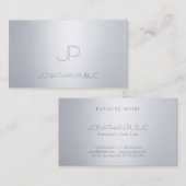 優れたモダンシルバールックモノグラムトップテンプレート 名刺 (正面/裏面)