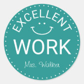 優れた仕事 |パーソナライズされた先生 ラウンドシール (正面)