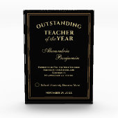 優れた先生の年間金ゴールドのパーソナライズ フォトブロック (正面)