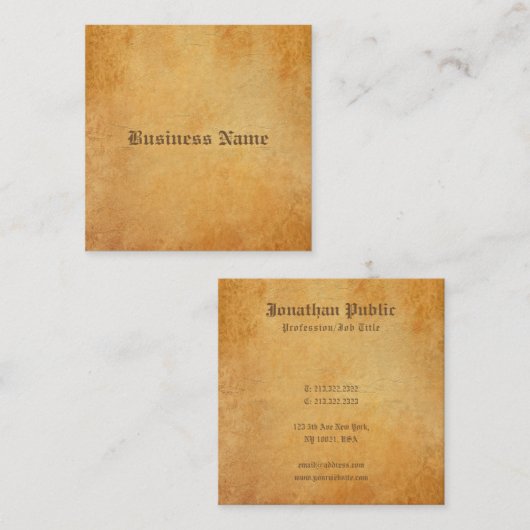 優れた厚くエレガントでノスタルジックで古いペーパー一見 スクエア名刺 (正面/裏面)