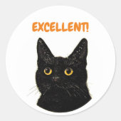 優れた可愛いヴィンテージ猫先生勇気付けられる ラウンドシール (正面)