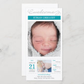 優れた文書による男の赤ちゃん誕生の発表 案内状 (正面/裏面)