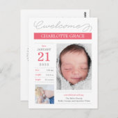 優れた文書に基づカスタムいた色誕生の発表 ポストカード (正面/裏面)