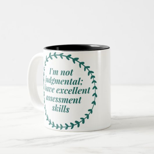 優れた査定の技術の社会事業のユーモアのマグ ツートーンマグカップ (正面左)