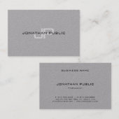 優れた灰色のエレガントでモダンなモノグラムのシンプルのトレンディー 名刺 (正面/裏面)