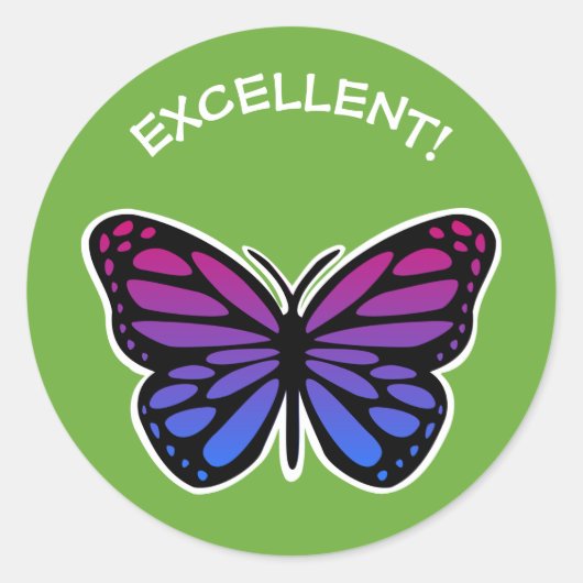 優れた蝶の先生緑の賞賛 ラウンドシール (正面)