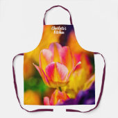 優れた赤と黄色のチューリップ エプロン (正面)
