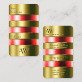 優れた金ゴールドガラスが赤い液体とイニシャル 名刺 (正面/裏面)