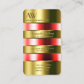 優れた金ゴールドガラスが赤い液体とイニシャル 名刺 (裏面)