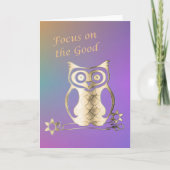 優れた金ゴールドフクロウ勇気付けられる引用文に焦点を合わせる ノートカード (正面)