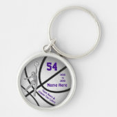 優れた銀製および紫色のバスケットボールのキーホルダー キーホルダー (正面)