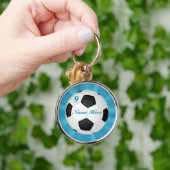 優れた銀製のサッカーのキーホルダーあなたの名前及び数 キーホルダー (手)