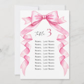 優エレガントしいピンクのボー結婚グの座席表カード 招待状 (正面)