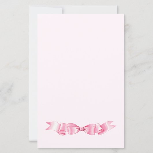 優エレガントしいピンクの手描きボウのメ結婚ニュー (裏面)