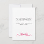 優エレガントしいピンクの手描きボー結婚ズ サンキューカード (裏面)