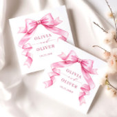 優エレガントしいピンクの手描きボー結婚ズ スタンダードカクテルナプキン