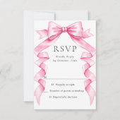 優エレガントしいピンクの手描きボー結婚ズ 出欠カード (正面)