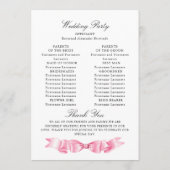 優エレガントしいピンクの手描き弓結婚式 プログラム (裏面)