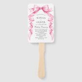 優エレガントしいピンクの手描き弓結婚式 プログラム ハンドファン (正面)