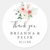 優エレガントしいフローラサンキュー結婚式の引き出物 ラウンドシール (正面)