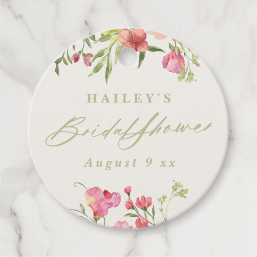 優エレガントしいフローラ春の結婚式ブライダルシャワー フェイバータグ (正面)