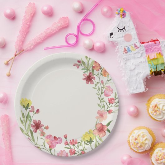 優エレガントしいフローラ春の結婚式ブライダルシャワー ペーパープレート (パーティー)