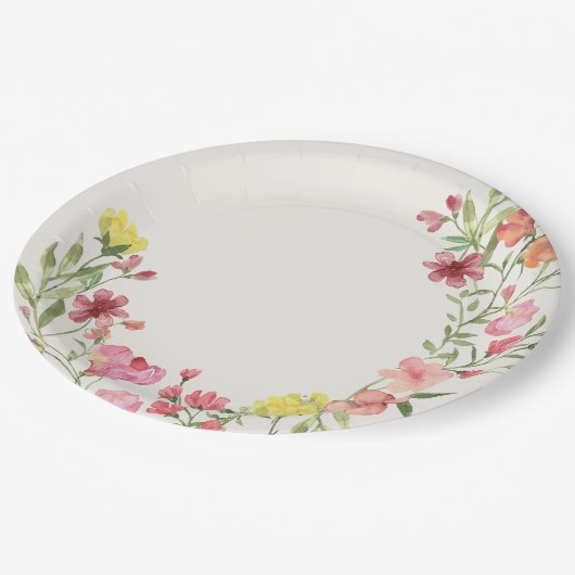 優エレガントしいフローラ春の結婚式ブライダルシャワー ペーパープレート (アングル)