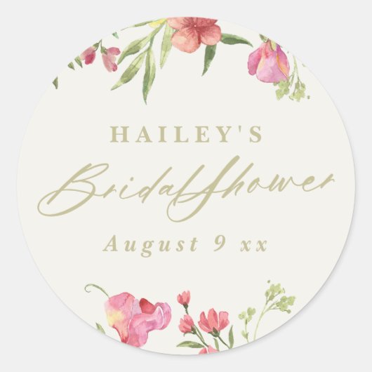 優エレガントしいフローラ春の結婚式ブライダルシャワー ラウンドシール (正面)