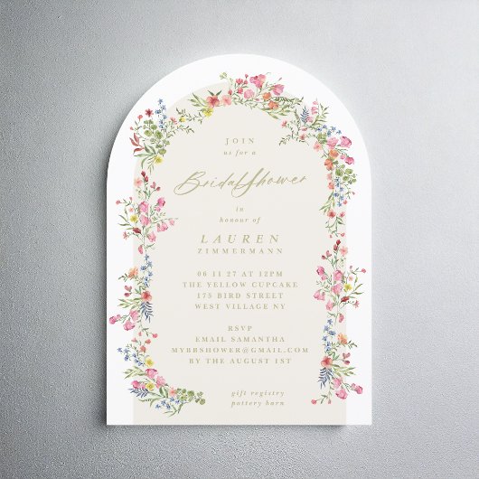 優エレガントしいフローラ春ブライダルシャワー 招待状