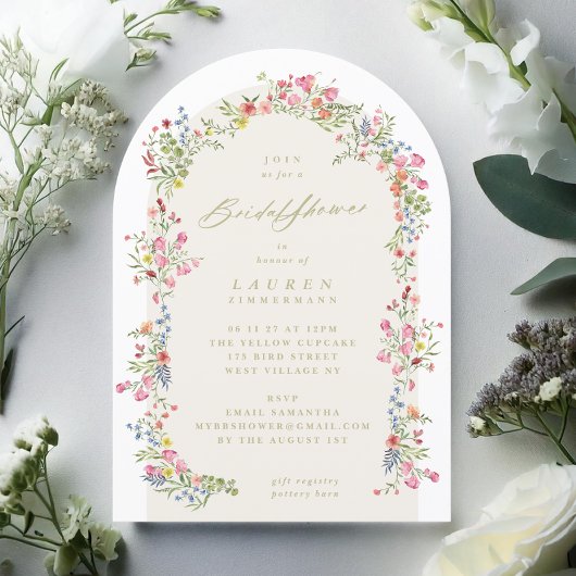 優エレガントしいフローラ春ブライダルシャワー 招待状
