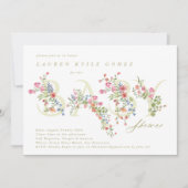 優エレガントしいフローラ春mom to be BABYシャワー 招待状 (正面)