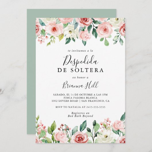 優エレガントしい秋のフローラスペインのブライダルシャワー 招待状 (正面/裏面)