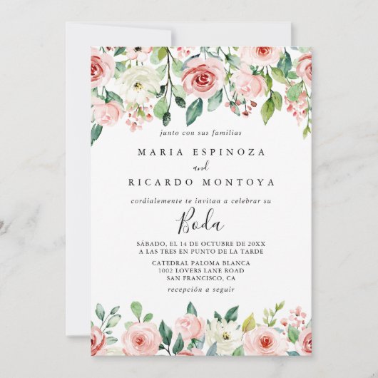 優エレガントしい秋のフローラスペインの結婚の 招待状 (正面)