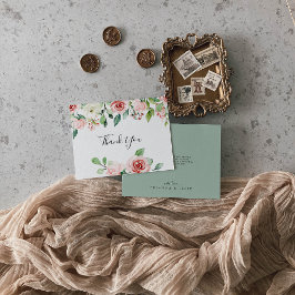 優エレガントしい秋のフローラフラットズ結婚ーズ サンキューカード