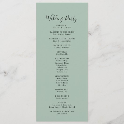 優エレガントしい秋のフローラ結婚式 プログラム (裏面)