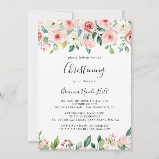 優エレガントしい秋のフローラ《キリスト教》洗礼式や命名式 招待状 (正面)