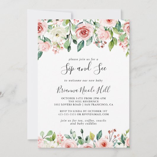 優エレガントしい秋のフローラsipと参照 招待状 (正面)