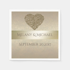 優エレガントしい黄金の抽象芸術結婚ハート スタンダードカクテルナプキン