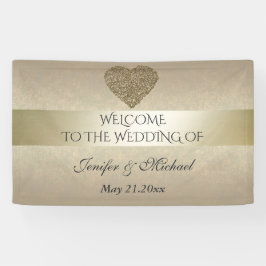 優エレガントしい黄金の抽象芸術結婚ハート 横断幕