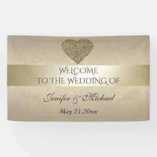 優エレガントしい黄金の抽象芸術結婚ハート 横断幕