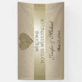 優エレガントしい黄金の抽象芸術結婚ハート 横断幕 (縦)