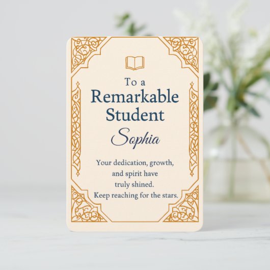 優エレガントれたスタッドのお祝いカード サンキューカード (スタンド正面)