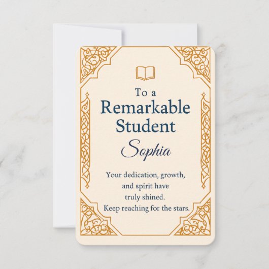 優エレガントれたスタッドのお祝いカード サンキューカード (正面)