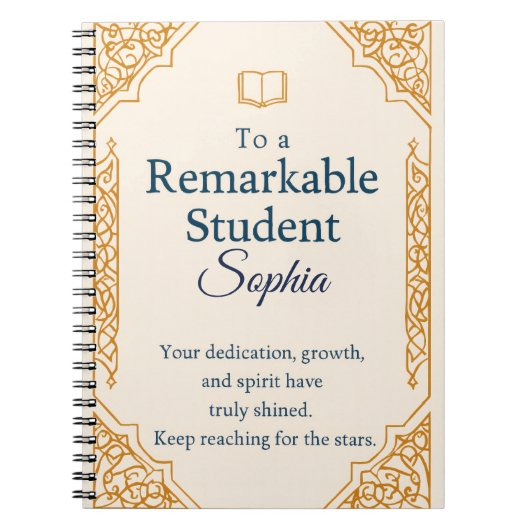 優エレガントれたスタッドのお祝いカード ノートブック (正面)